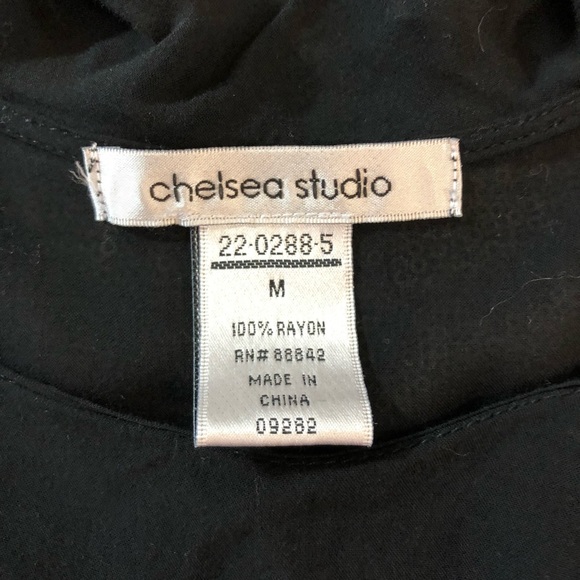 CHELSEA STUDIO Black 3/4 Sleeve Ruffle Neck Top - Picture 7 of 8